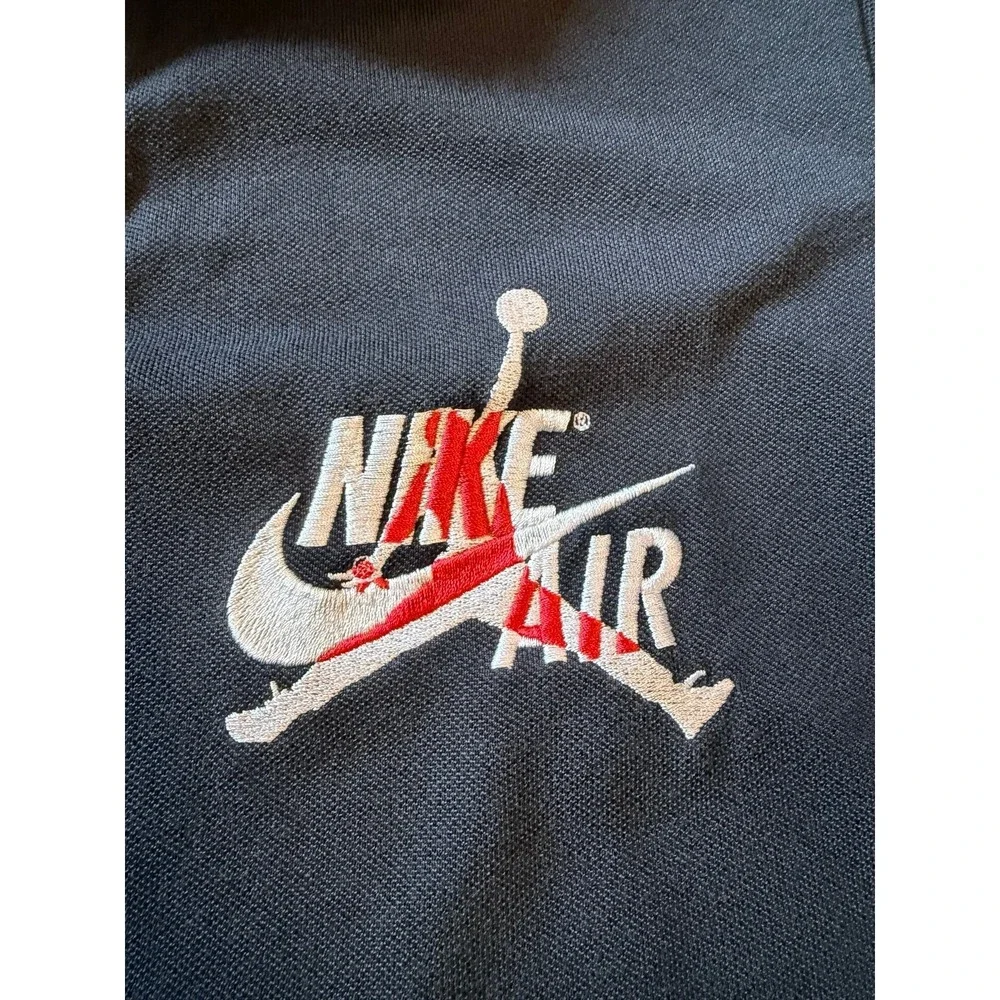 Vintage Jordan Nike Air Polo Shirt Embroidered‎ Logo Black Men's Small S Retro
